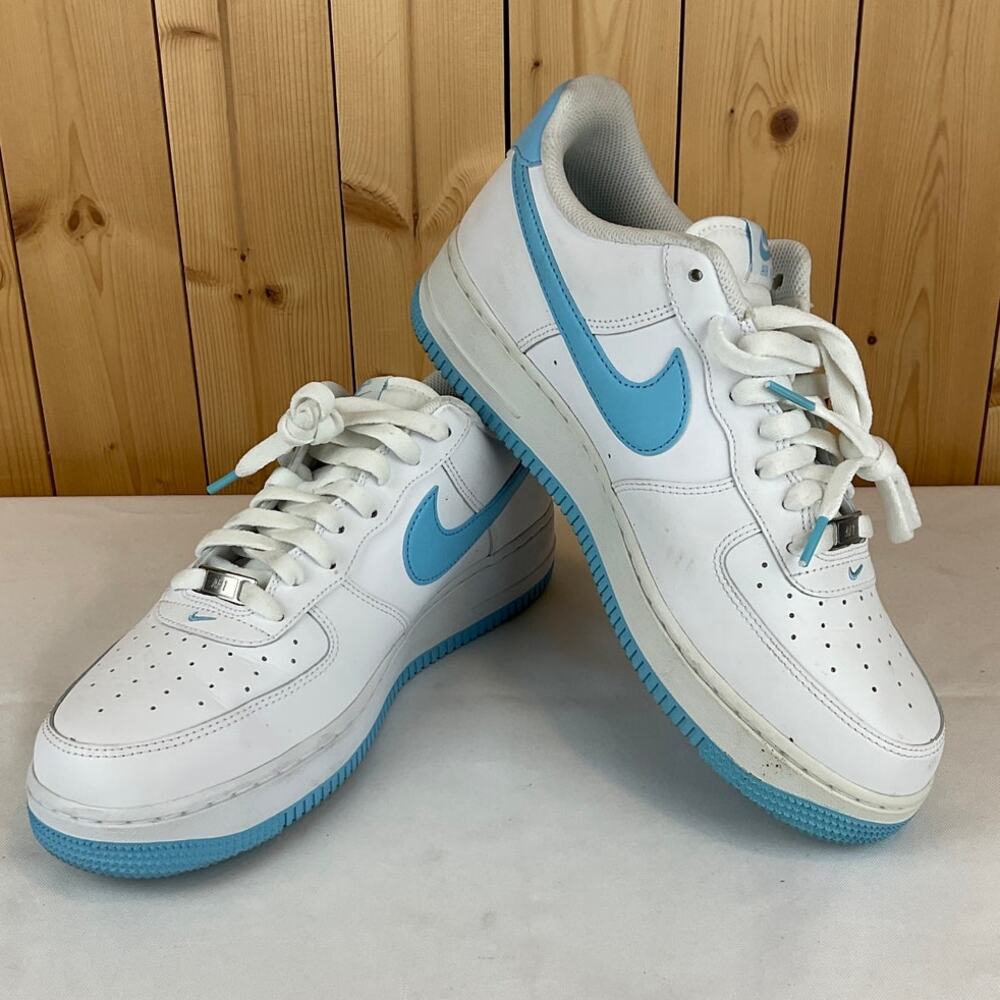 Nike Air Force 1, White with Blue- Size 10 Men